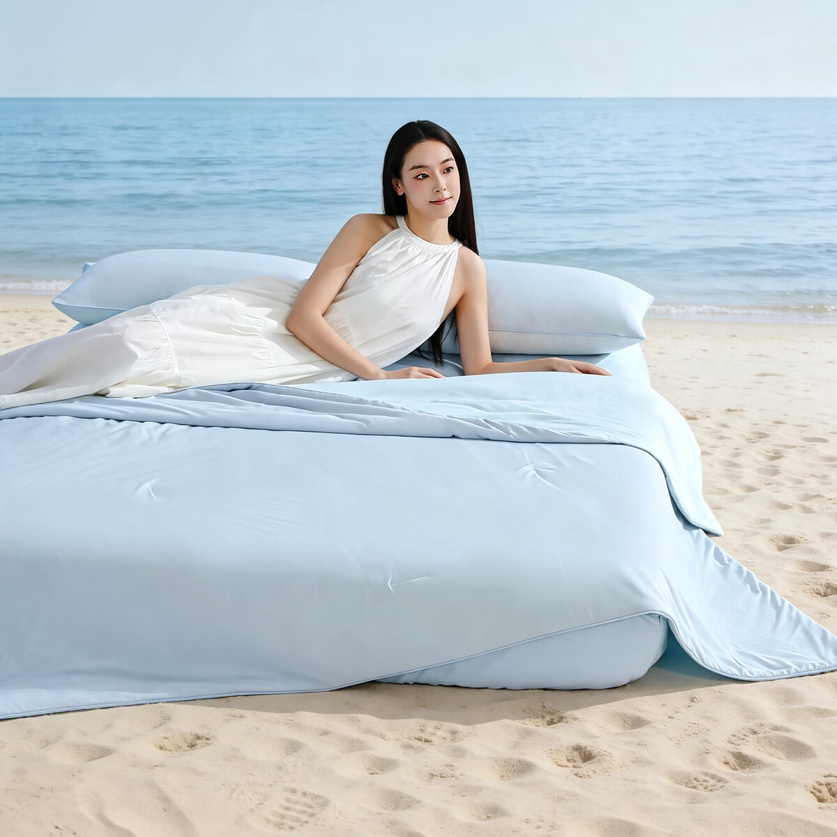 水星家纺深睡遮夏被pro3.0 A类夏凉被子空调被 双感被纯棉可水洗被子 水星遮夏双感深睡被Pro(冰岛蓝) 150cm*200cm