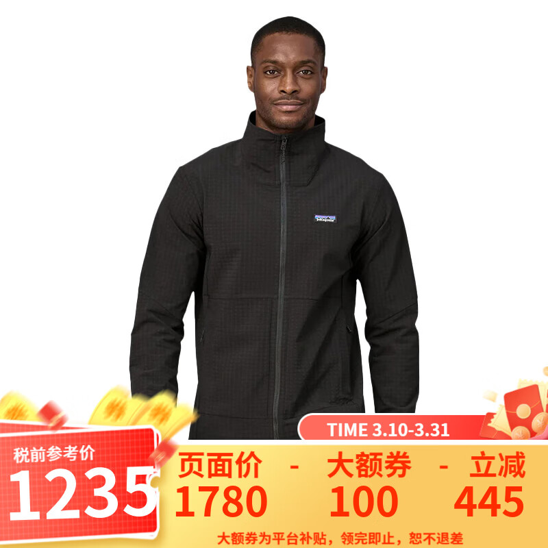 巴塔哥尼亚（Patagonia）巴塔抓绒衣男女R1 系列运动户外抓绒外套  83580/83581/83582-男-BLK-黑色-M R1 TechFace Jacket M
