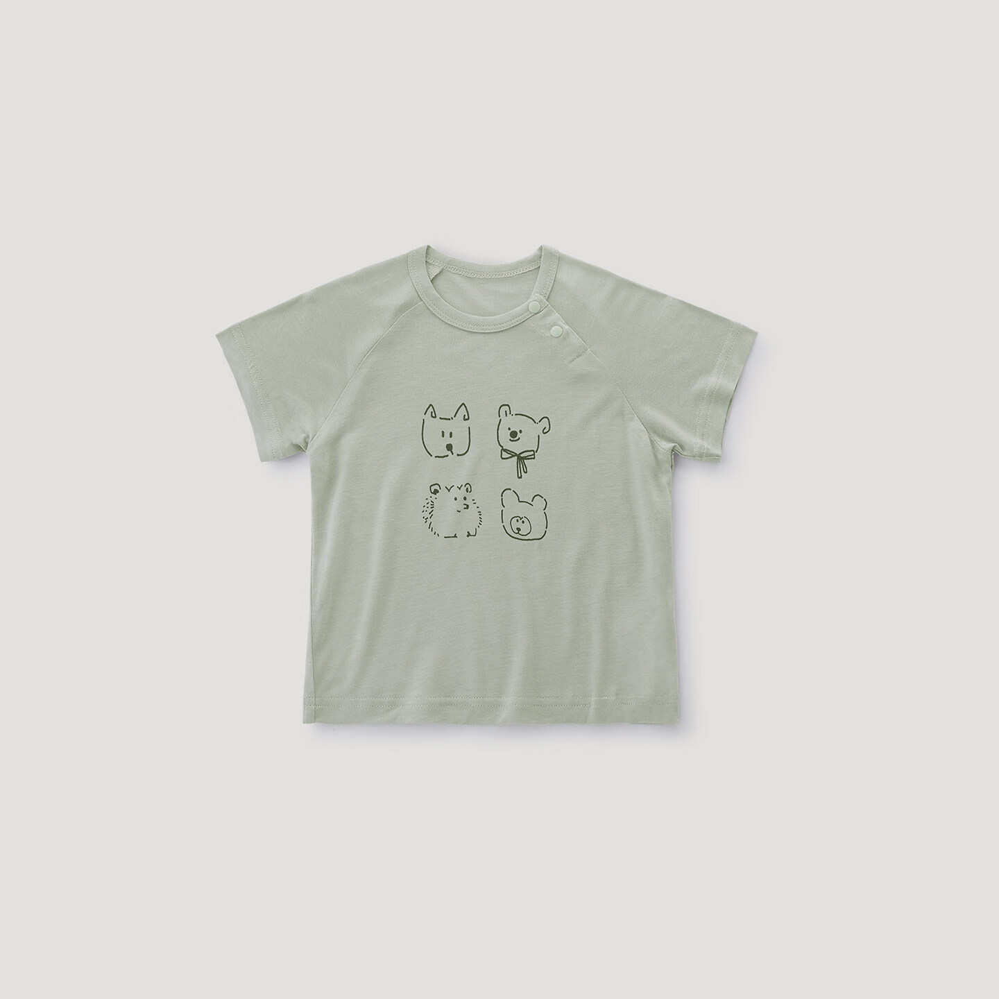 巴厘小猪儿童短袖T恤夏季莫代尔休闲衣服男童体恤女童婴幼儿上衣宝宝夏装 水杉绿 90