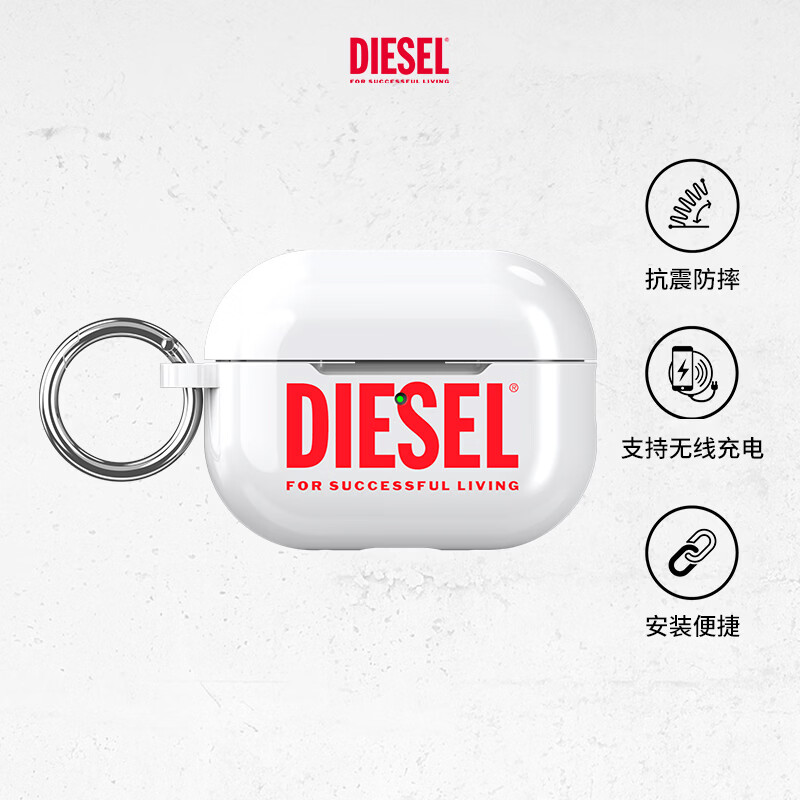 DIESELDiesel字母款耳机保护壳适用苹果耳机AirPodsPro/AirPodsPro2 TPU保护套全包防摔外壳支持磁吸充电 AirPods Pro/Pro2 白色
