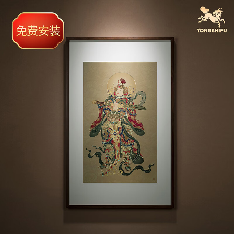 铜师傅手工錾刻 铜雕画《韦陀菩萨》装饰画 背景画 壁画
