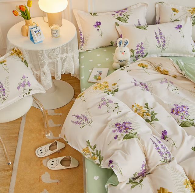 唐纳家纺唐纳床上四件套被套单双人可机水洗裸睡床上用品床单款四件套 亲肤棉四件套-花季如梦【柔软舒适 吸湿透气】 1.8m 床单款 四件套-被套200*230cm