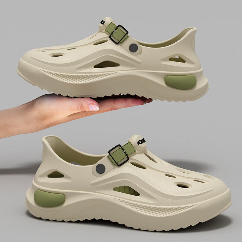 涉水洞洞鞋男士夏季外穿钓鱼溯溪2026新款防滑防臭开车踩屎感凉 绿色【潮流外穿】 40 /41【适合39-40脚穿】