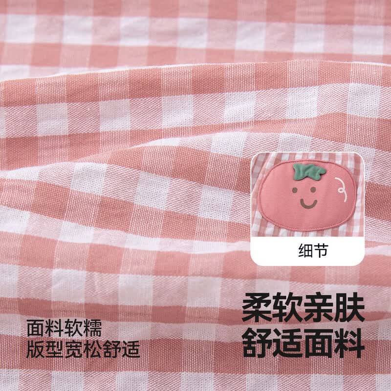 嘟嘟家女童八分裤透气夏装女孩格子裤洋气夏款女宝裤子卡通童装时髦轻薄 山茱萸粉 部分尺码预售 100