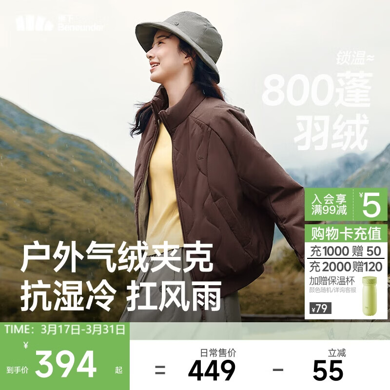 蕉下（beneunder）气绒外套女夹克保暖中暖可机洗户外棉服CL004似羽绒