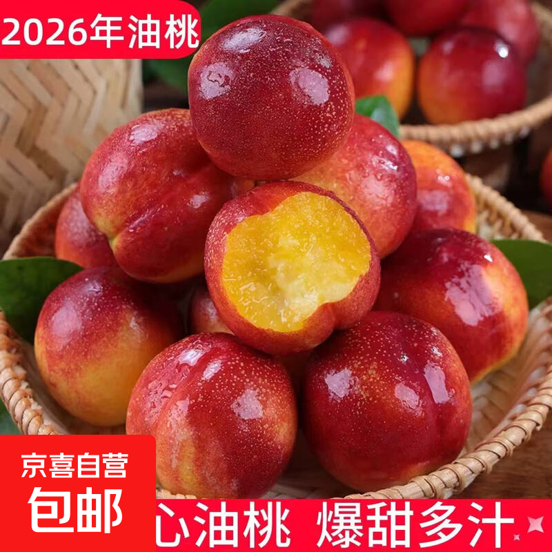 【预售】山东黄心红油桃新鲜水果蜜桃桃子脆桃脆甜多汁单果60g+ 4粒  单果60g+