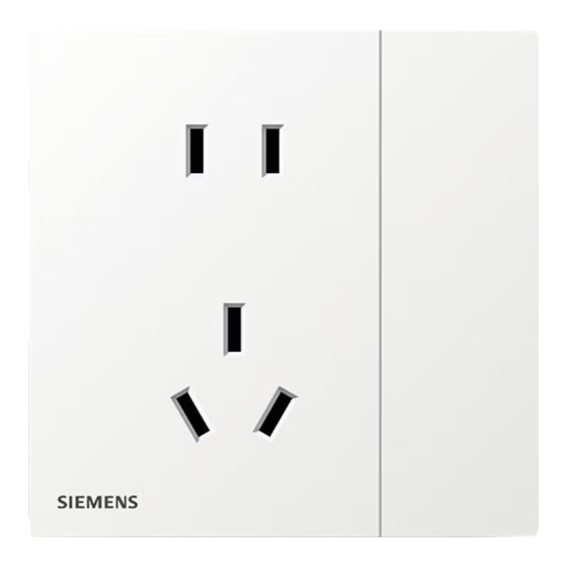 西门子（SIEMENS）开关插座面板 无边框大面板墙壁86型暗装 蕴逸系列象牙白 一开双控五孔 带开关断电免插拔