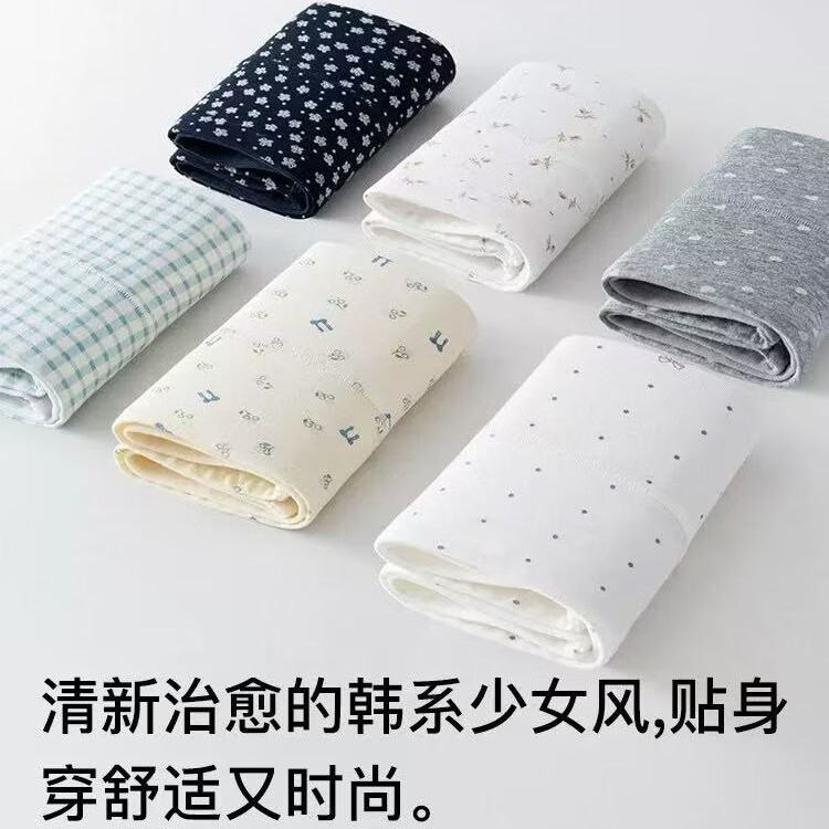 傲寒平角内裤女款纯棉2026新款10A抗菌加长裆无痕小四角裤一次性包装 浅黄蓝花+灰色爱心+本白粉花 均码 L （建议100~120斤左右）