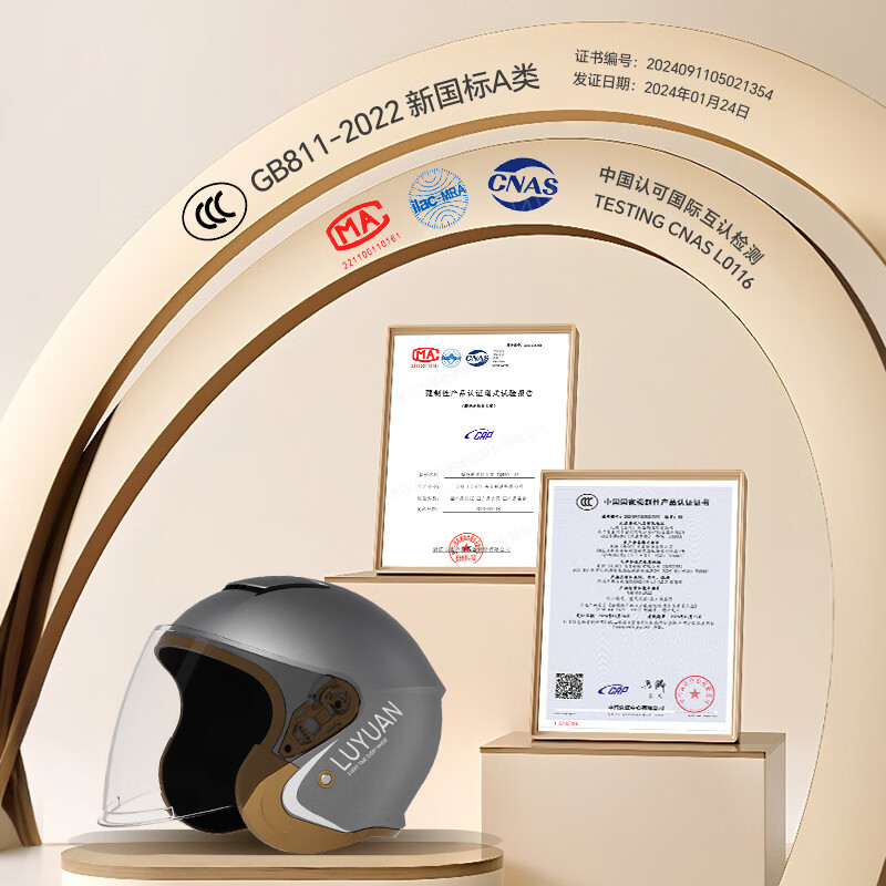绿源（Luyuan）电动车头盔3/4春季A类防风保暖防雾男女通用3C认证大号码半盔秋冬四季款电瓶车安全帽 烟沙紫【3C防雾护目镜+可开启天窗】