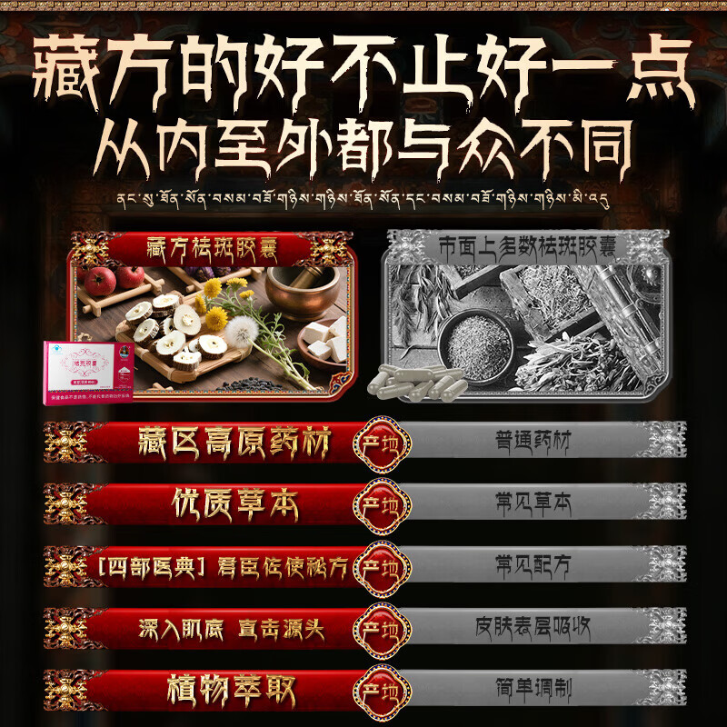 宇妥元丹贡布祛斑胶囊古方淡斑内调祛黄褐斑美白淡斑淡化黑色素 祛斑胶囊 6g*5盒 【巩固装80%人选择】