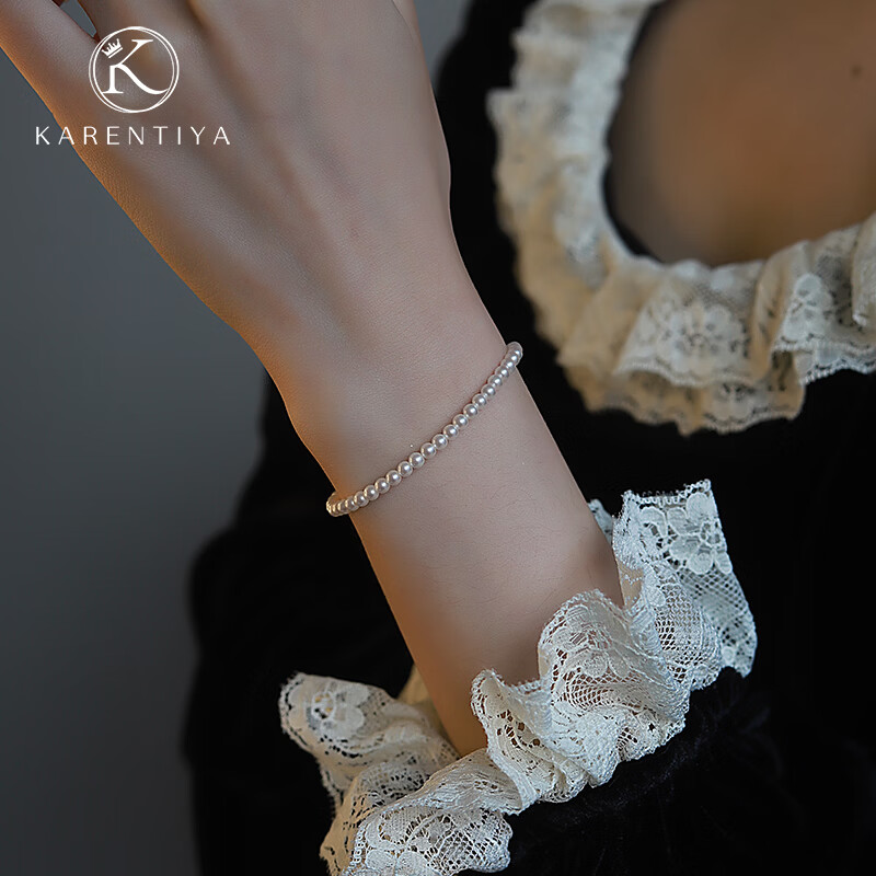卡伦蒂亚（KARENTIYA）施家金珠珍珠手链女款2026新款高级感轻奢小众弹力绳珍珠手串叠戴 8mm+10mm叠戴(弹力线款)