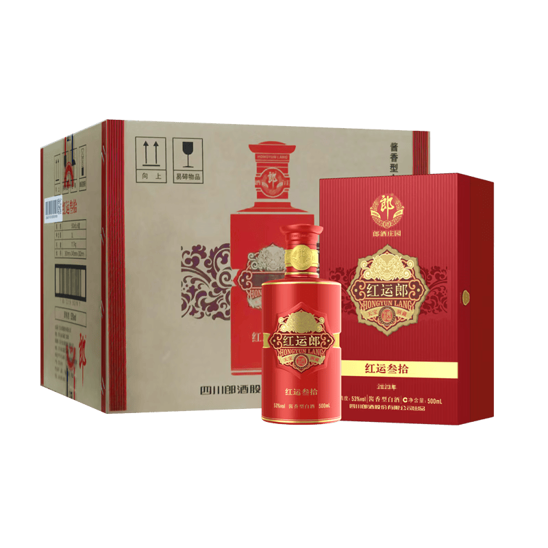 郎酒 红运郎三十 53度酱香型白酒 500mL*6瓶 整箱装