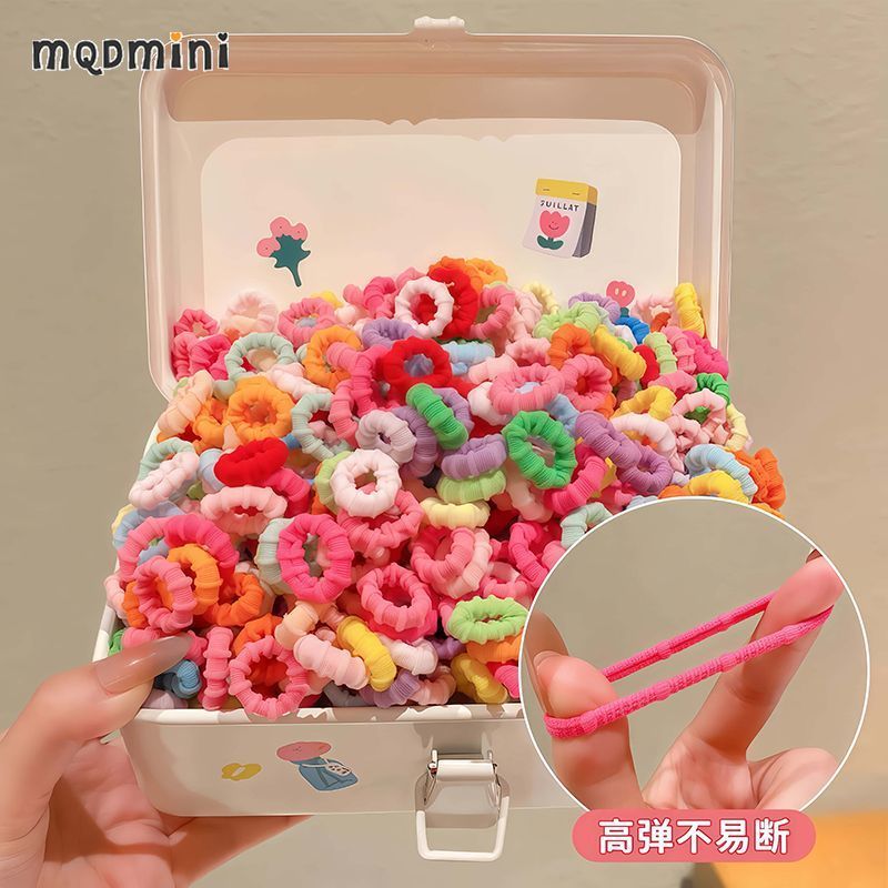 L小红书同款弹性糖果色AA 咖色+黑色(OP袋装400根) 儿童皮筋