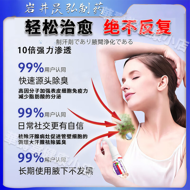 岩井昃弘狐臭100%药腋臭根除去油耳型狐臭液遗传狐臭净男士女士专用止汗露 特效1盒装【日本进口】 去狐臭腋臭腋下异味狐臭净味液男女士专用氯化羟铝露