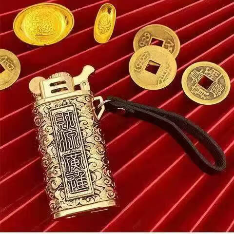 首领正品煤油打火机招财貔貅浮雕国潮防风砂轮高档爸爸生日礼物男士潮 金色【礼盒装】 豪华版【送火石棉芯+133毫升煤油】