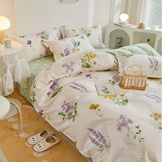 唐纳家纺唐纳床上四件套被套单双人可机水洗裸睡床上用品床单款四件套 亲肤棉四件套-花季如梦【柔软舒适 吸湿透气】 1.8m 床单款 四件套-被套200*230cm