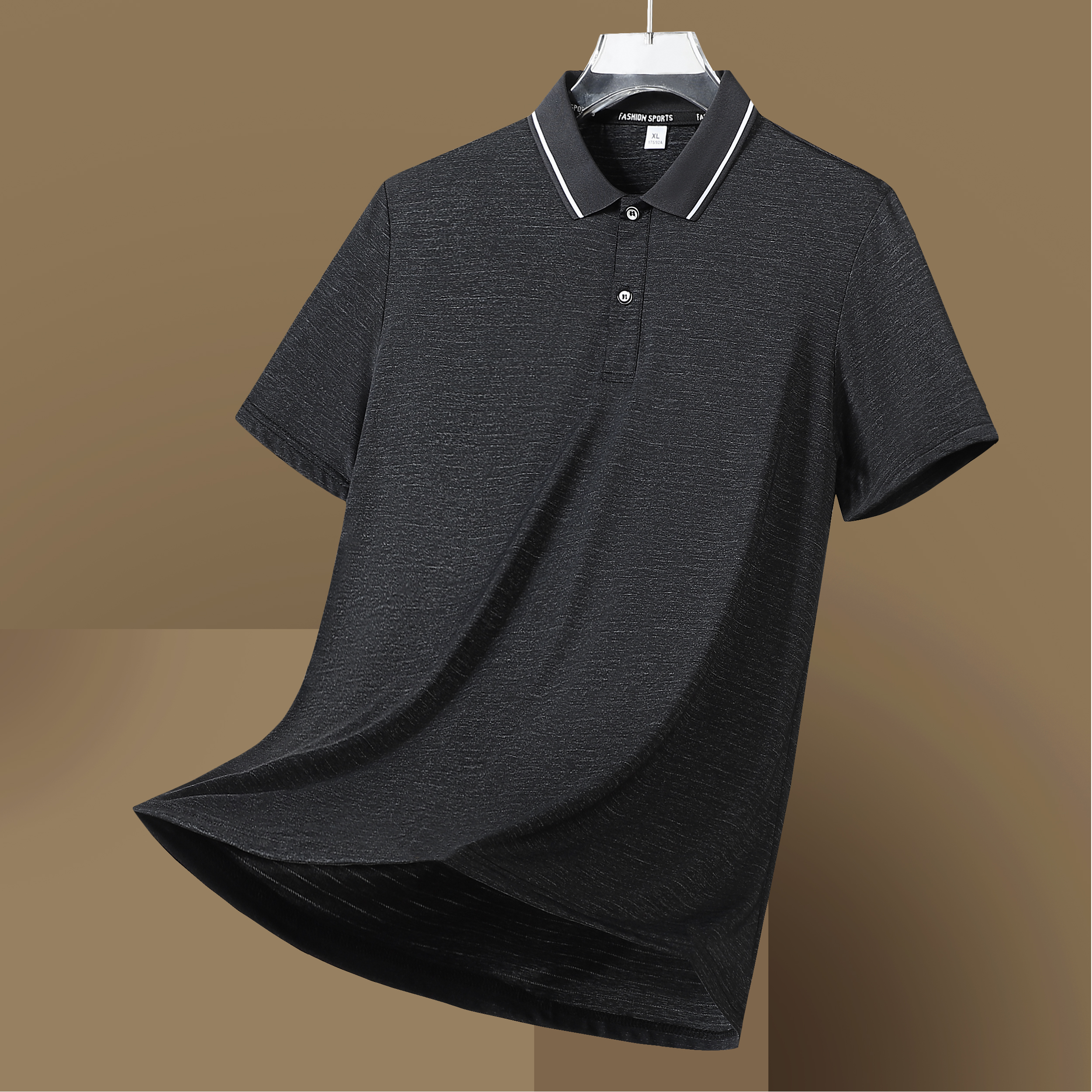 THE ALLEY FAME2026夏季冰丝POLO衫男潮流短袖男大码t恤男商务高端轻奢透气纯色 墨绿色 7XL