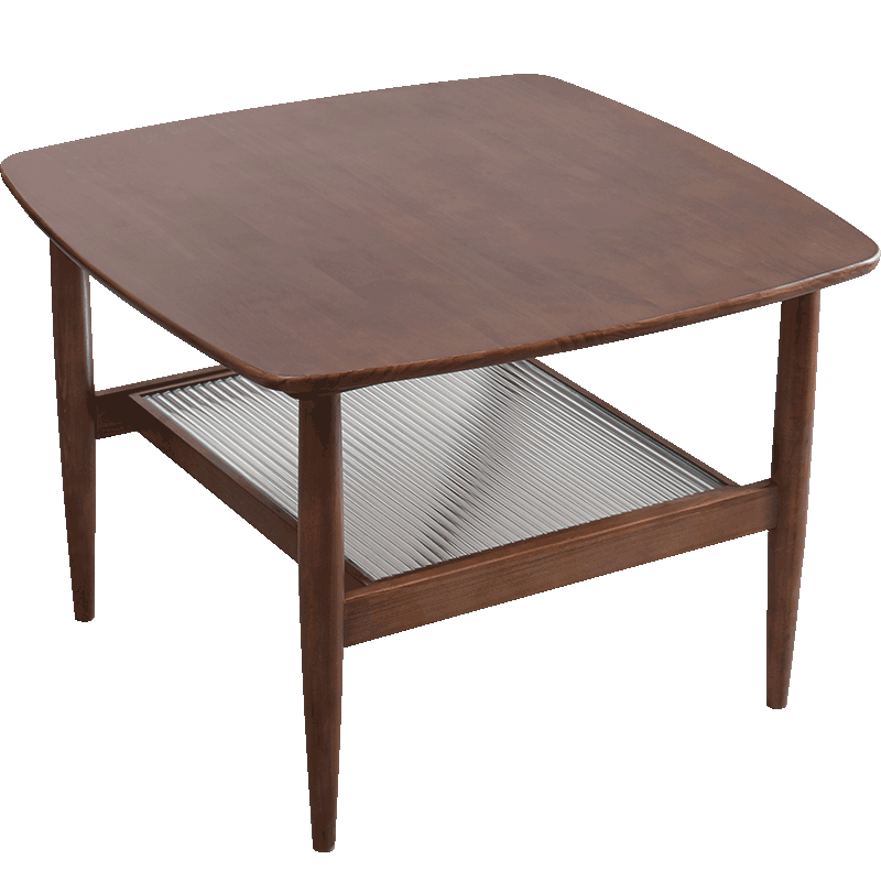 艾迪嘉实木茶几方几现代简约客厅边几茶几桌 胡桃色送货到家