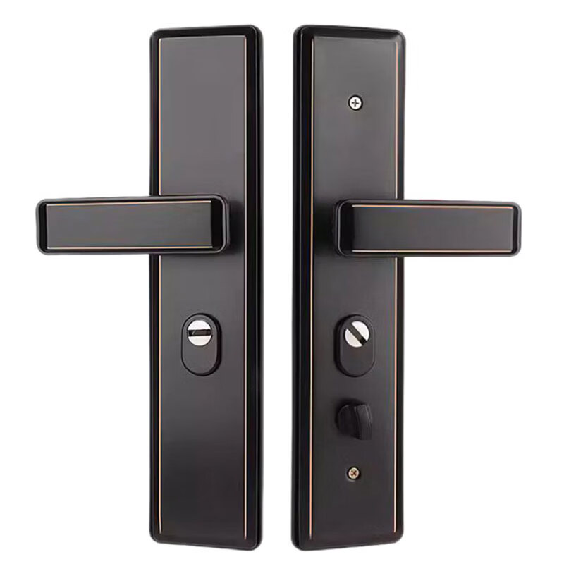 云航防盗门锁套装免费上门安装家用通用大门锁超C级锁芯不锈钢门把手 非洲黑不锈钢防盗门锁把手