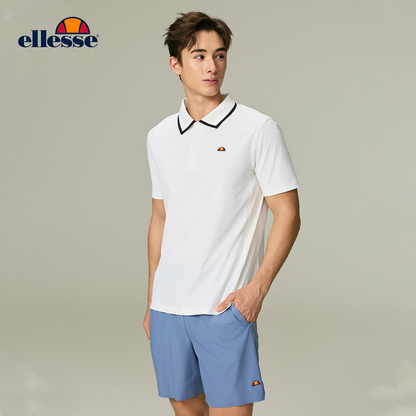 ellesse小贝壳26春新品网球服轻薄凉感透气经典老钱风polo短袖男 星云白 M