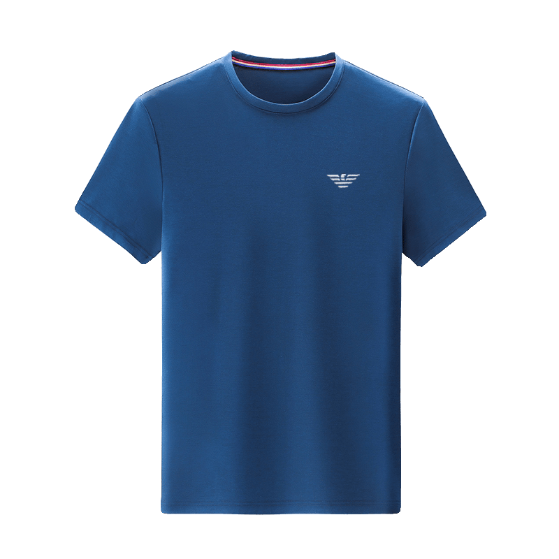 阿玛尼（ARMANI）意大利正品高端桑蚕丝男士短袖t恤夏季纯色圆领半袖体恤男装高端 十大奢侈品男装国际一线品牌黑色-圆领 4XL 190_【建议185-210斤】