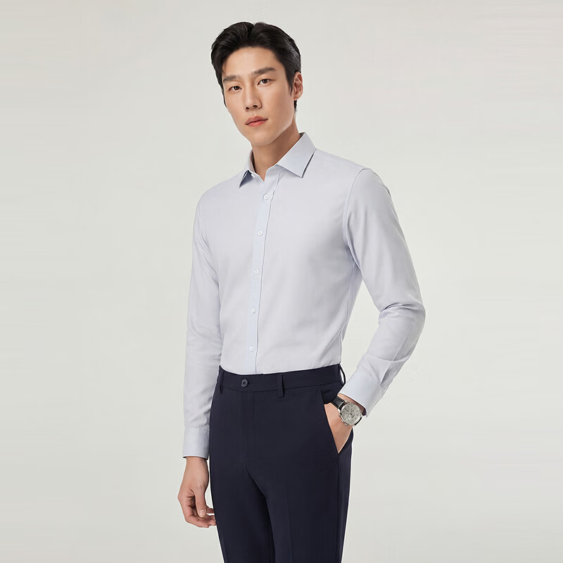 雅戈尔(YOUNGOR)2026春夏青年男长袖衬衫 灰色 41 (175/96A)