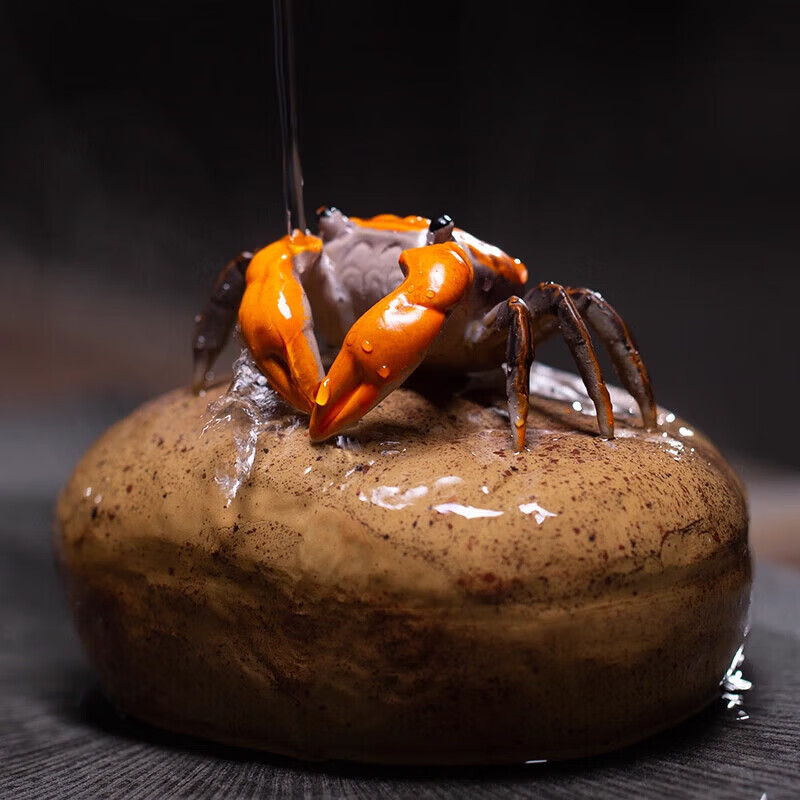 系颜陶瓷紫砂变色螃蟹茶宠摆件创意家用招财八方来财茶桌茶玩礼品茶具 [变色茶宠系列]八方来财变色螃蟹