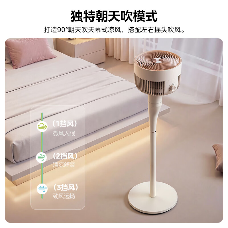 美的（Midea）【超高颜值】空气循环扇家用电风扇空调伴侣节能省电台立两用摇头落地扇卧室客厅低噪对流 【三级造风黑科技】GAJ24XFT