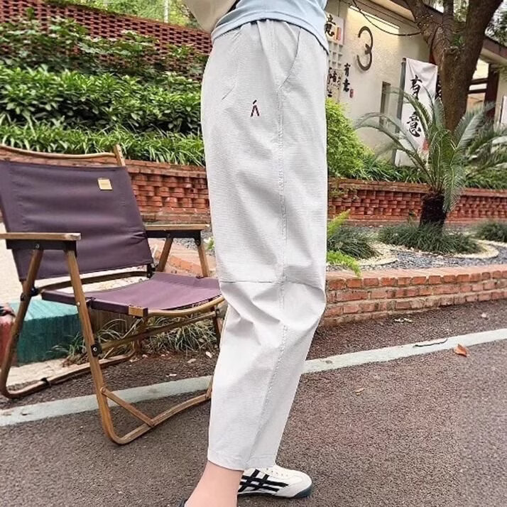 2026春夏季凉感冰丝速干透气运动裤女休闲裤宽松小个子穿搭哈伦裤 浅灰色 L （建议120-140斤）