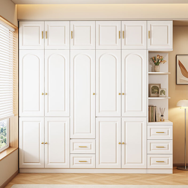 溥畔衣柜卧室家用儿童实木柜子2026新款爆款新型全挂式定制衣橱收纳柜 [6门]长220x深60x高200主柜+顶柜+边柜 包安装