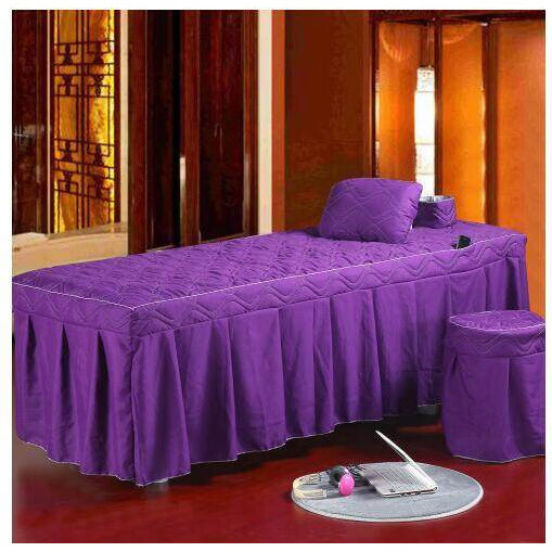 正圣美容床罩枕套两件套美容床按摩床配套床罩美容院理疗推拿洗头床罩 格调深紫色 方头床罩+枕套 60cm*180cm