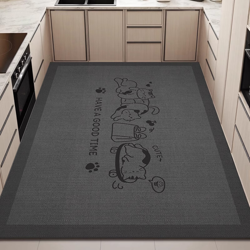 KAYE厨房地垫硅藻泥防油吸水垫可擦免洗满铺地毯家用防滑垫子门口脚垫 GZN-Y美味香香-懒懒猫 50X80cm