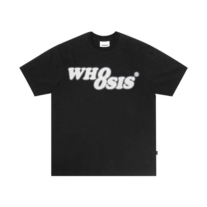 WHOOSIS（不知其名）幻影字母Logo印花夏季休闲百搭简约美式短袖t恤男女 黑色 （现货） L （175-180cm/140-160斤）
