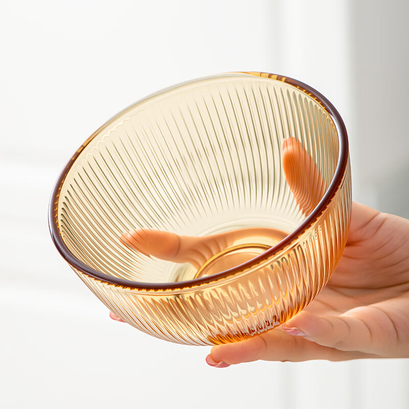 安买 高硼硅耐热玻璃碗2件套 5英寸饭碗汤碗 耐高温可微波水果碗S1240