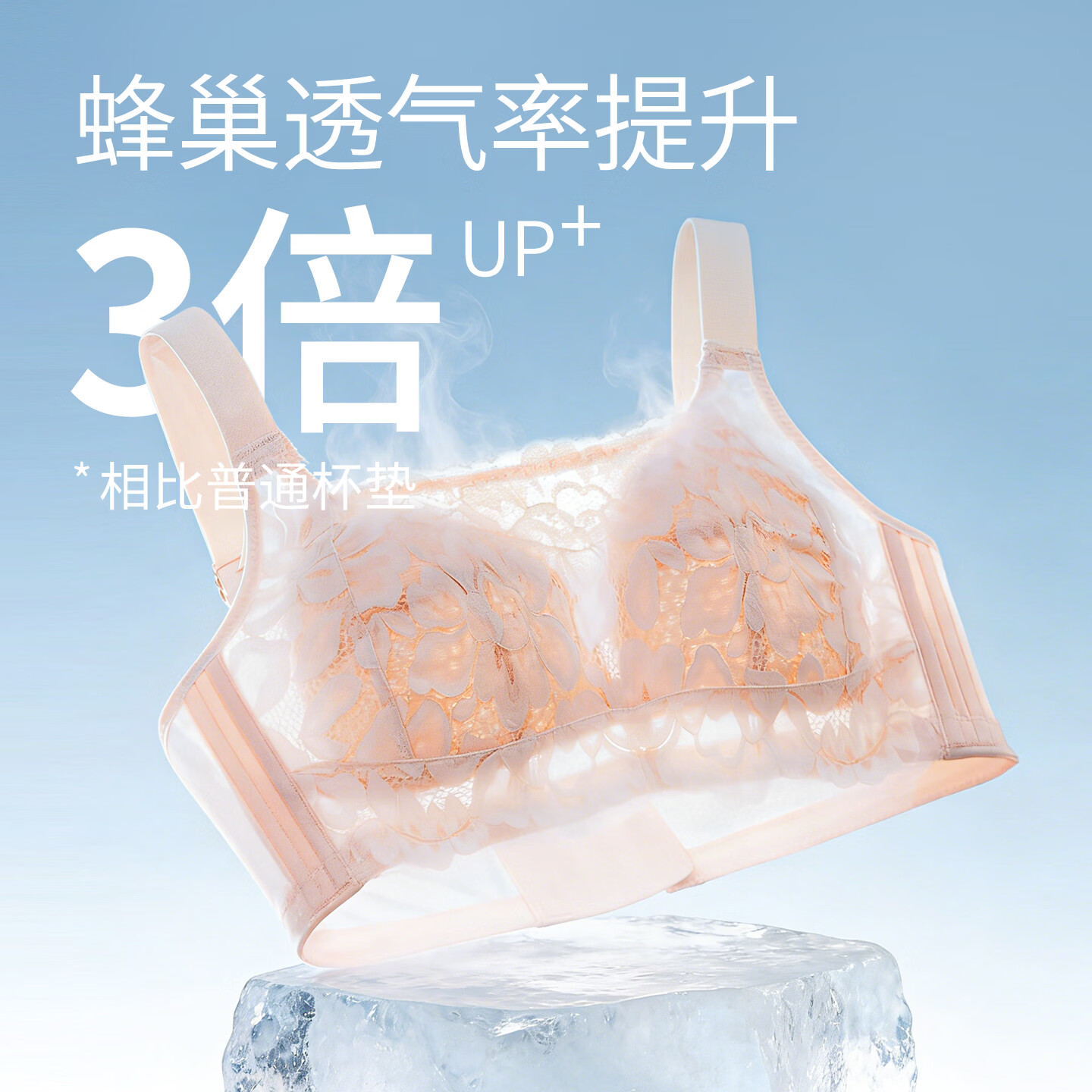 千奈美内衣大胸显小收副乳全罩杯防下垂抹胸防走光夏季无钢圈文胸 云上舞白 85C