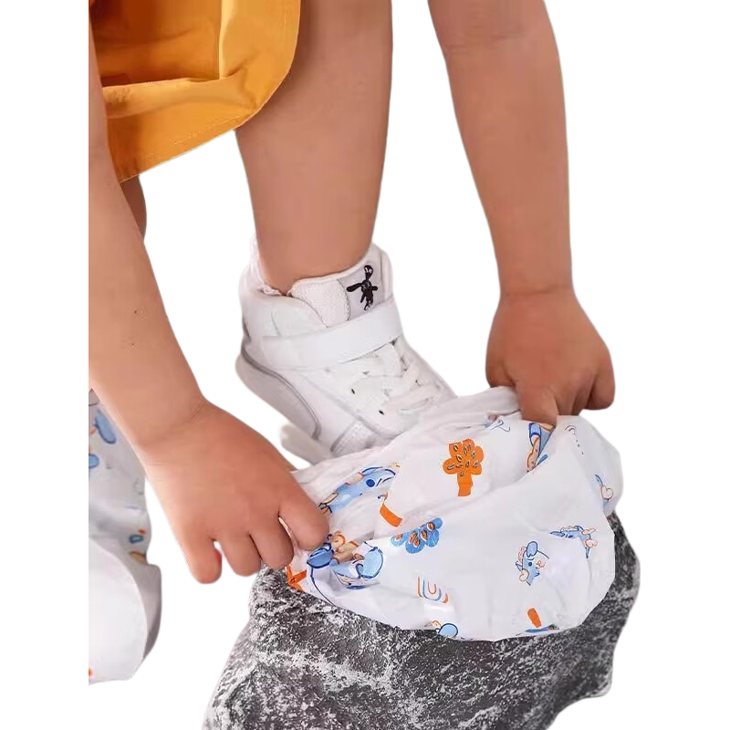 一次性雨鞋套儿童成人加厚耐磨防滑雨天防水防湿外穿便摩托车雨衣 恐龙印花-儿童中高筒款-1双