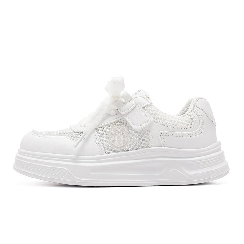 BOBDOG house童鞋2026夏季男童百搭小白鞋低帮休闲鞋网面儿童板鞋女孩跑步鞋 白色 30 适合脚长18.8cm