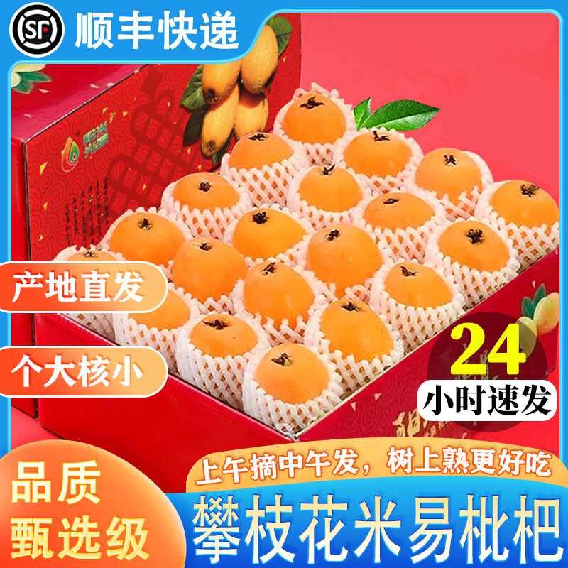 小筑倾橙【顺丰快递】四川米易枇杷新鲜琵琶枇杷果现摘孕妇水果年货整箱 3斤精选特大果【单果40-70g+】