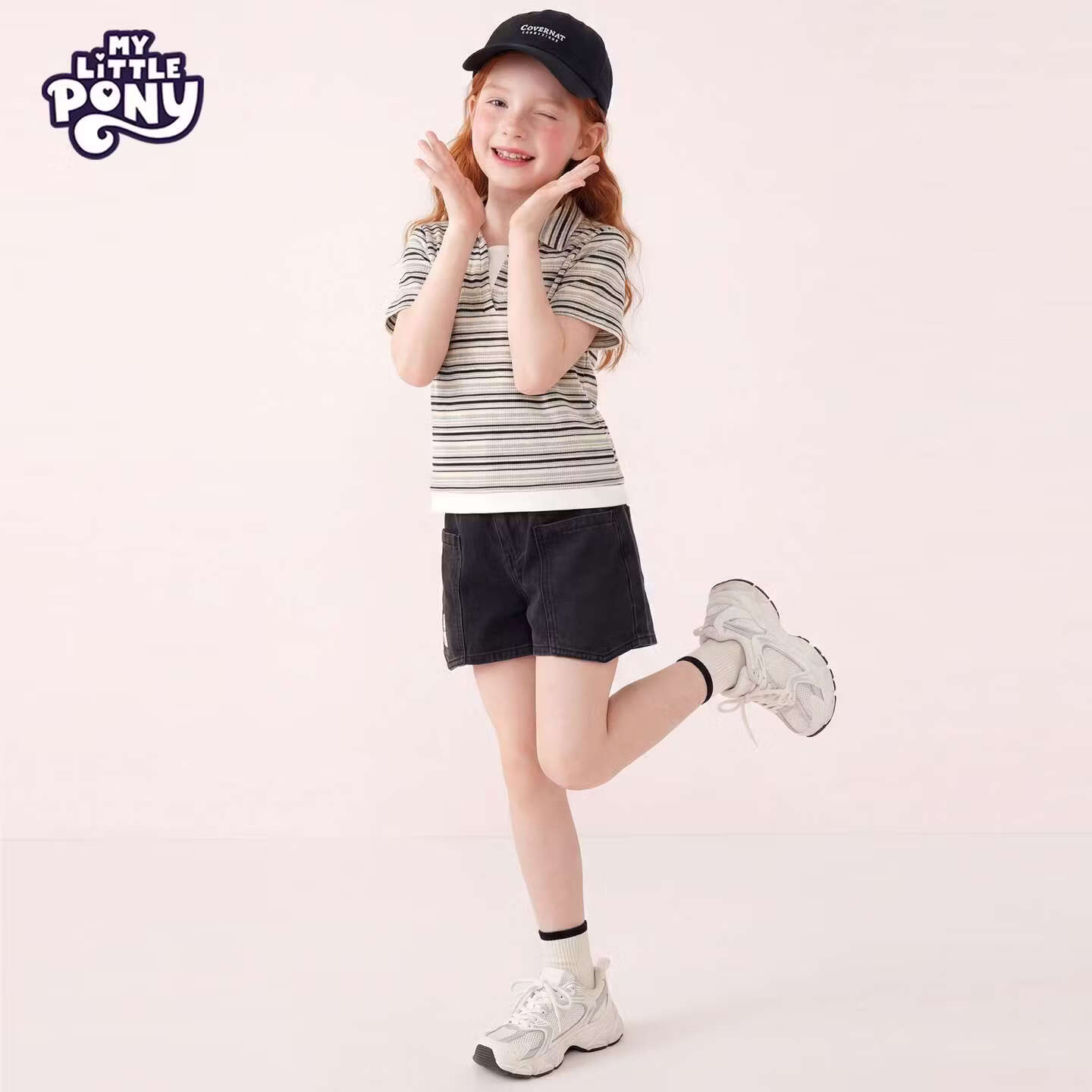 小马宝莉女童夏季短袖T恤2026新款小女孩独特Polo衫儿童休闲上衣t 【条纹Polo衫】小马珍奇粉条纹 130 130cm