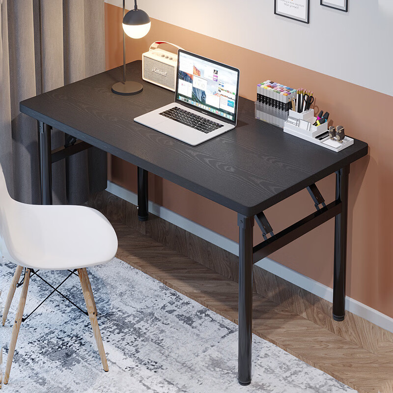 溥畔折叠书桌房高中学生简约写字学习桌电脑台式桌椅套装卧室 黑色（网面）电脑椅