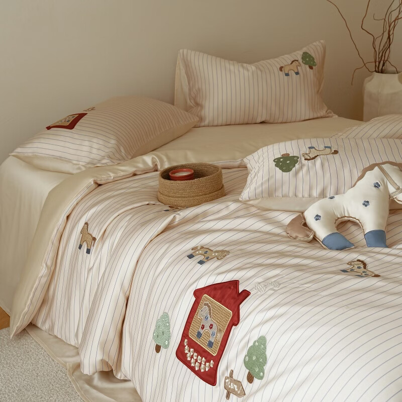 ROLAND LIVE60兰精天丝四件套轻奢床单被套A类家用宿舍高级感裸睡床上用品 JCZY 天丝套件-快乐小马 1.2米床 床单款 【被套150*200cm】