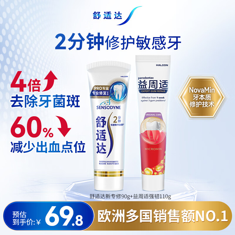 舒适达 抗敏感护龈专业修复 益周适强韧牙膏(90g+110g)新老包装随机发
