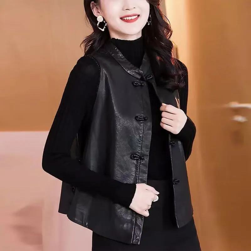 新中式轻国风盘扣立领坎肩短款马甲女高级感复古气质无袖背心外套 新中式盘扣马甲 2XL 【建议135-150斤】