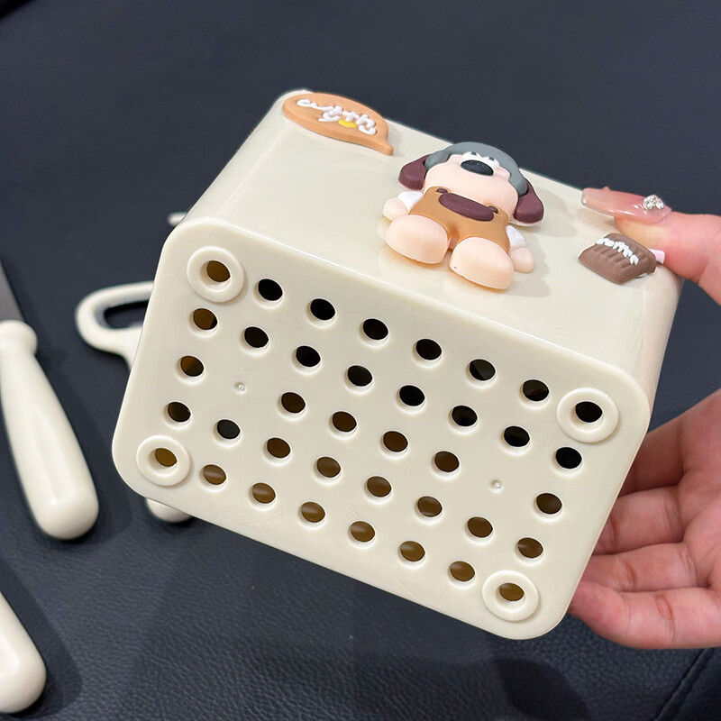 溥畔厨房小工具套装不锈钢水果刀削皮刀打蛋器剪刀开瓶器组合家用收纳 小狗厨房5件套[可沥水收纳盒] 1