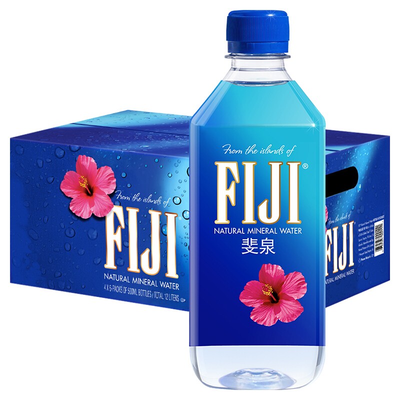 斐济（FIJI）斐泉天然矿泉水斐济群岛深层自流水整箱原装进口弱碱性饮用水 500ml*24瓶整箱中文版