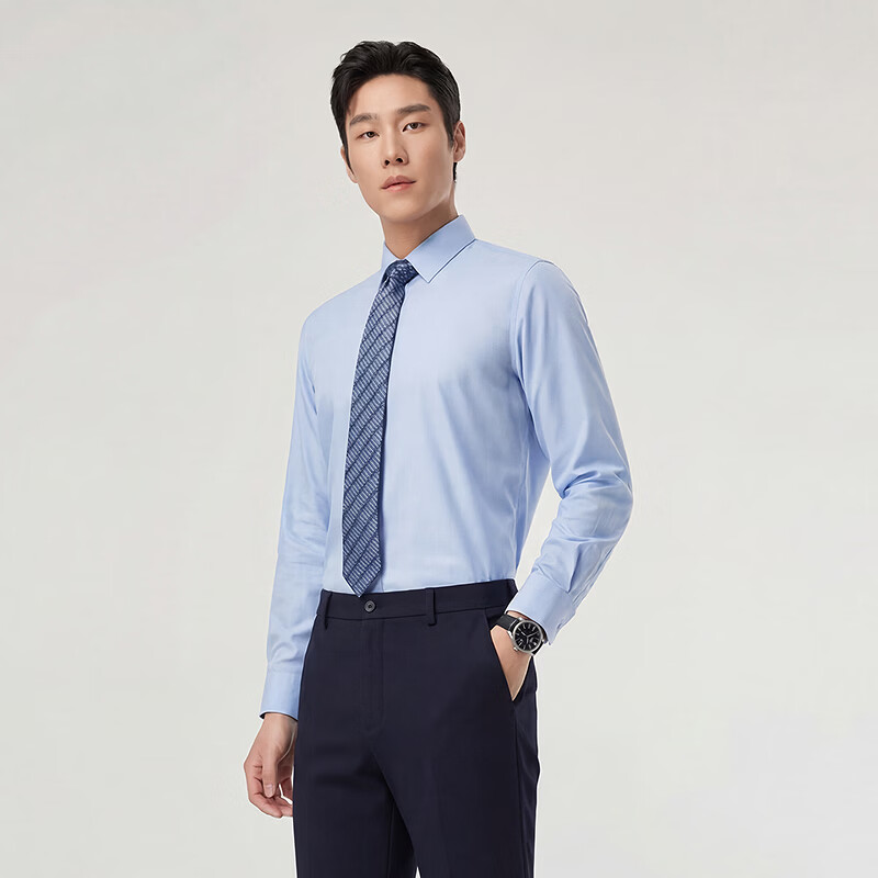 雅戈尔（YOUNGOR）2026春夏青年男长袖衬衫 蓝色 39 （170/88A）