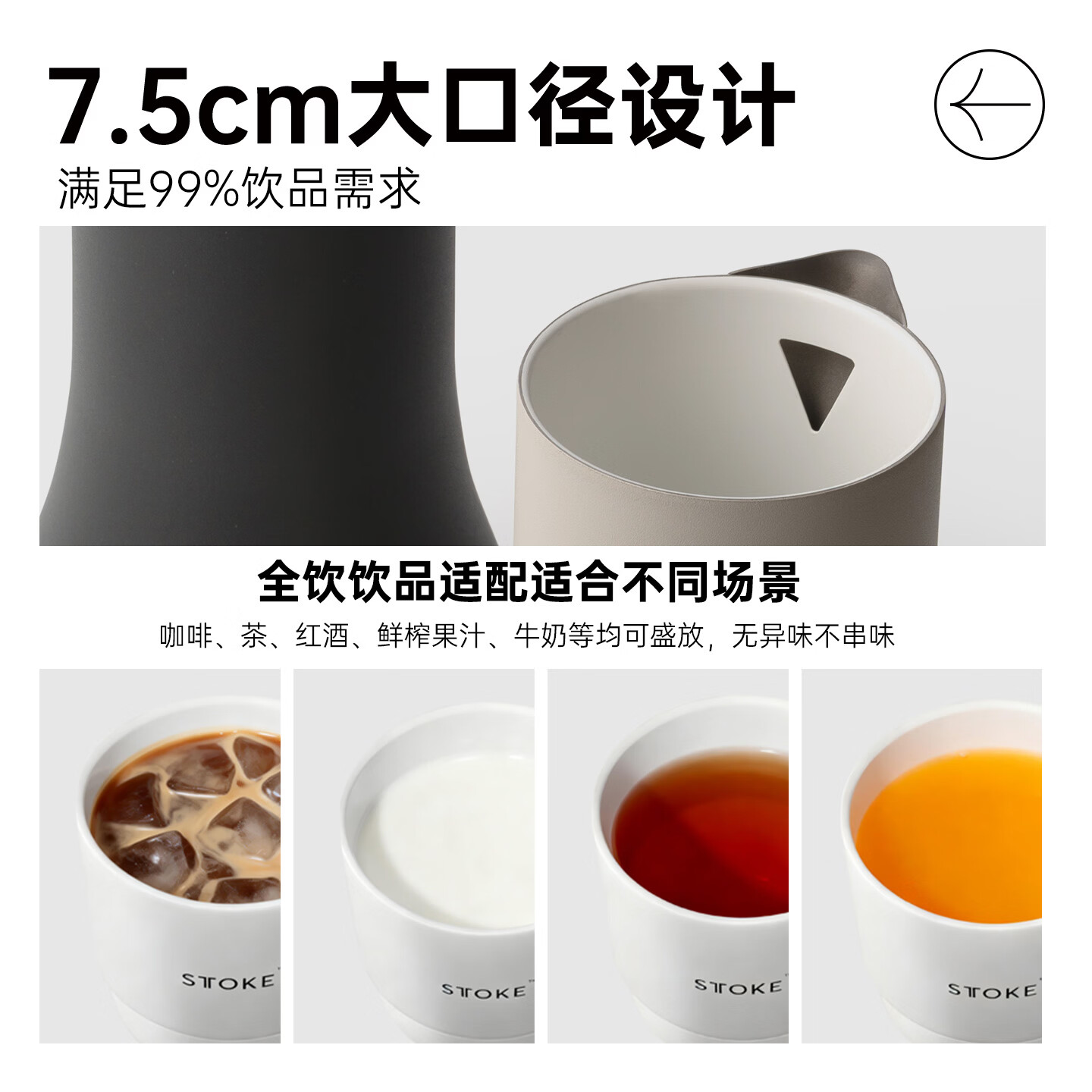 慕咖STTOKE轻奢分享壶防滴漏壶嘴咖啡保温壶陶瓷覆层高颜值手冲咖啡壶 暮色灰 600L