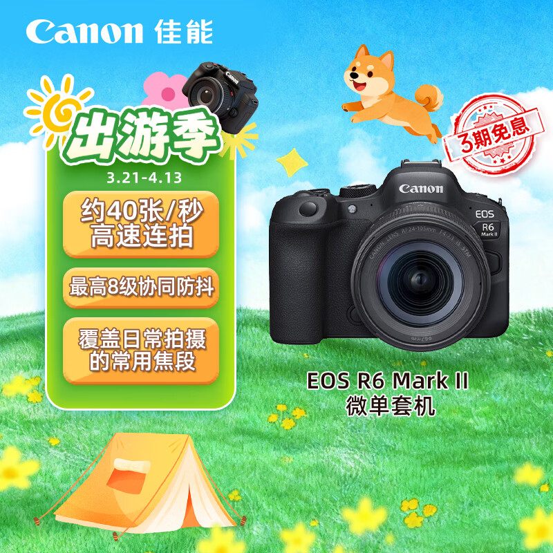 佳能（Canon）R62微单相机 vlog拍摄4K视频直播 r62人像风光旅游拍照专业级摄影器材r6二代全画幅微单24-105套机