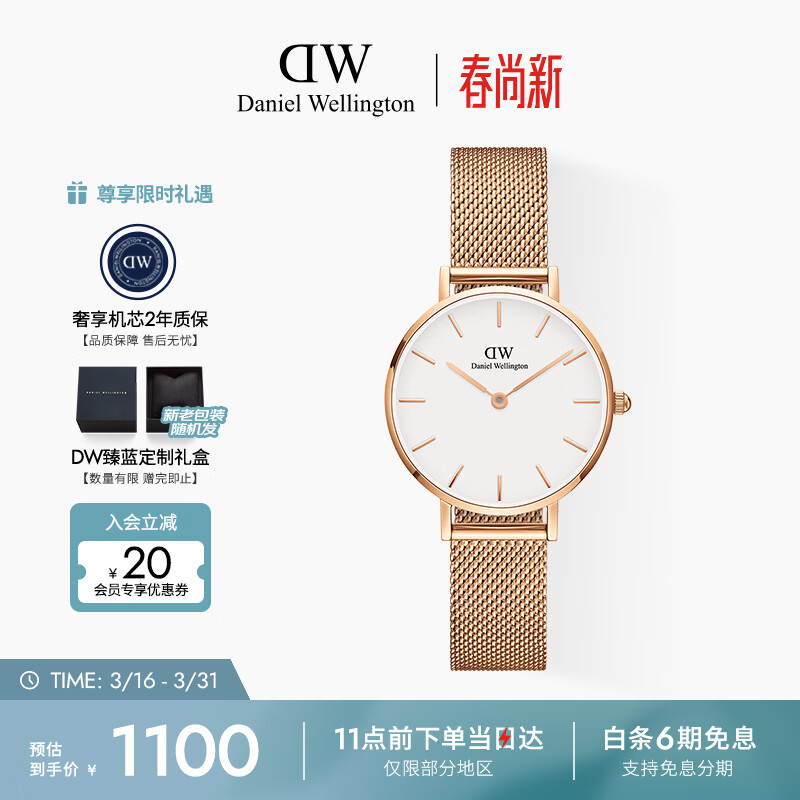 丹尼尔惠灵顿（DanielWellington）DW女士手表轻奢流金简约石英欧美腕表送女友生日礼物DW219