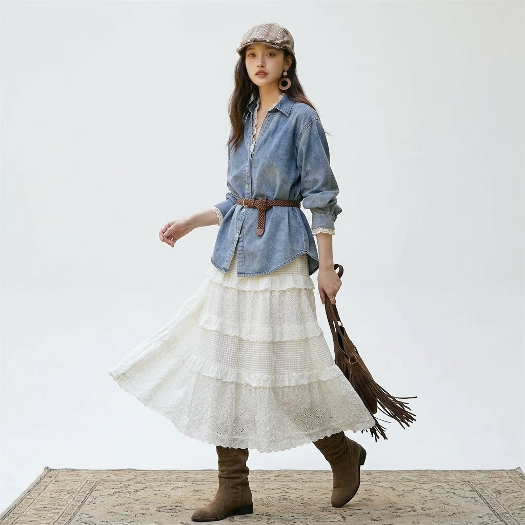 【京东直采】蛋糕半身裙女春夏季2026新款高腰a字小个子显瘦长裙 白色 M 【推荐96-110斤】